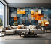 3D Geometry Mosaic Art Pattern Orange Wallpaper Wall Mural Wall Decor Wall Art Wall Sticker Remoable Wallpaper LQH 309