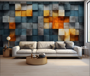 3D Geometry Mosaic Art Pattern Orange Wallpaper Wall Mural Wall Decor Wall Art Wall Sticker Remoable Wallpaper LQH 309