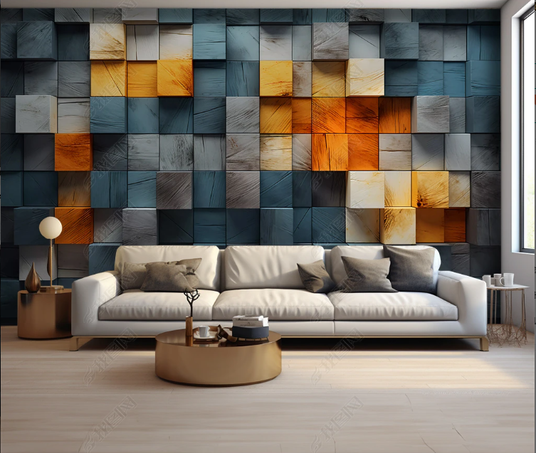 3D Geometry Mosaic Art Pattern Orange Wallpaper Wall Mural Wall Decor Wall Art Wall Sticker Remoable Wallpaper LQH 309