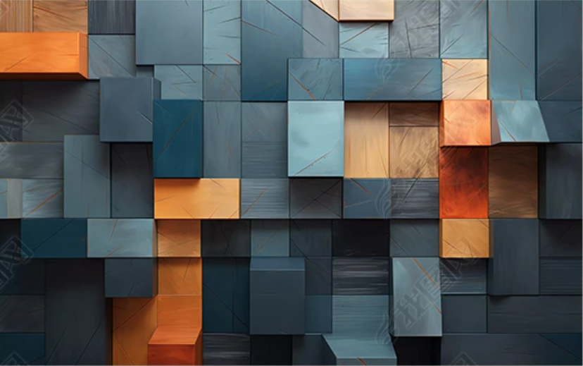 3D Geometry Mosaic Art Blue Pattern Wallpaper Wall Mural Wall Decor Wall Art Wall Sticker Remoable Wallpaper LQH 313