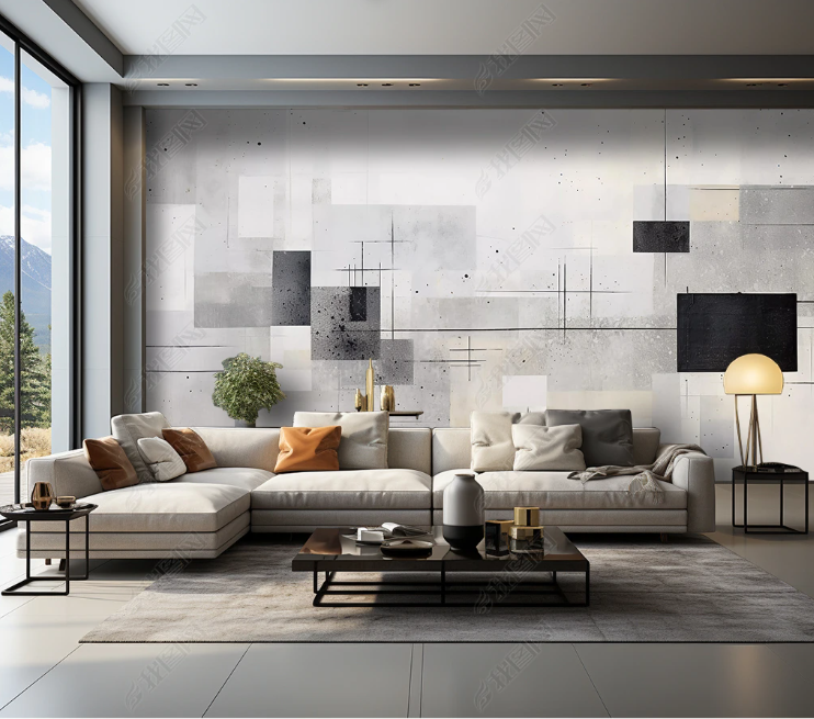 3D Geometry Abstract Artistic Gray Pattern Wallpaper Wall Mural Wall Decor Wall Art Wall Sticker Remoable Wallpaper LQH 318