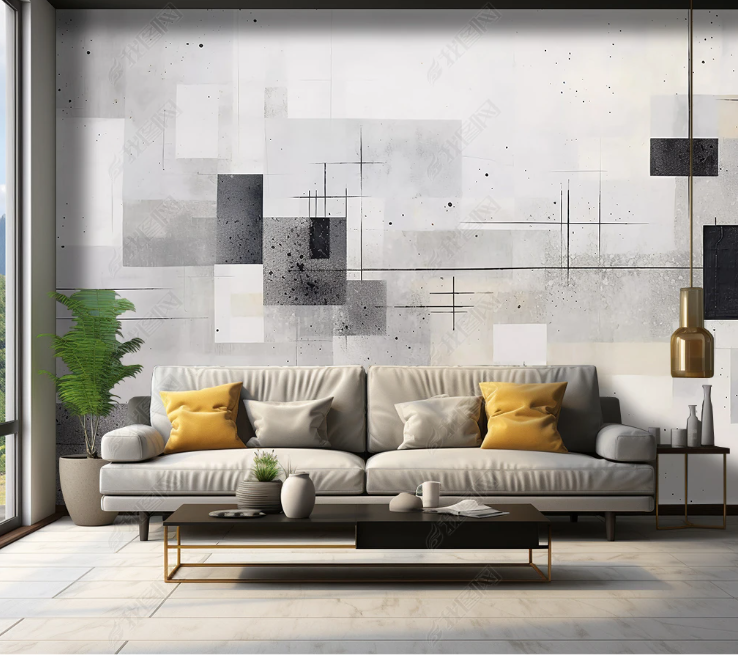 3D Geometry Abstract Artistic Gray Pattern Wallpaper Wall Mural Wall Decor Wall Art Wall Sticker Remoable Wallpaper LQH 318