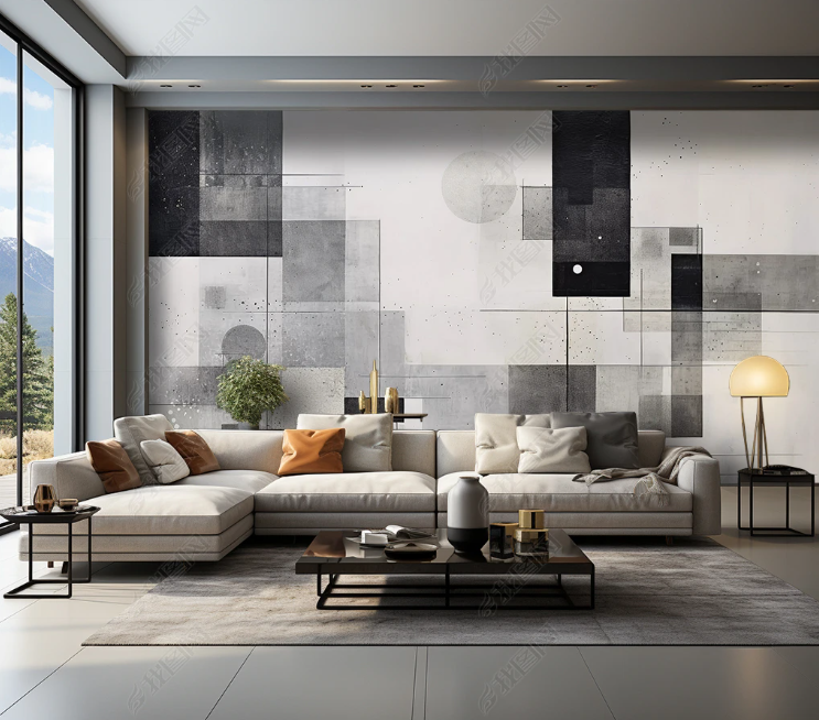 3D Geometry Abstract Artistic Gray Pattern Wallpaper Wall Mural Wall Decor Wall Art Wall Sticker Remoable Wallpaper LQH 320