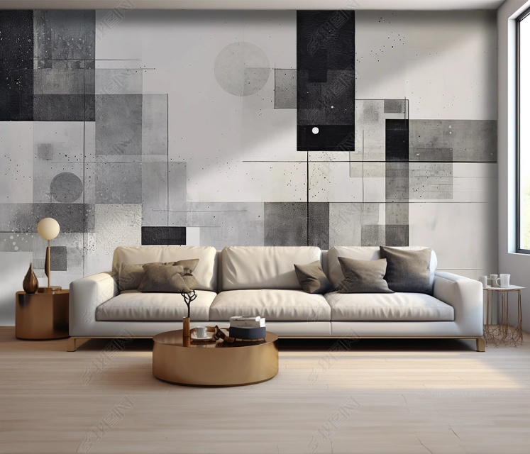 3D Geometry Abstract Artistic Gray Pattern Wallpaper Wall Mural Wall Decor Wall Art Wall Sticker Remoable Wallpaper LQH 320