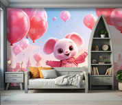 3D Cartoon Pink Sky Cloud Castle Balloon Wallpaper Wall Mural Wall Decor Wall Art Wall Sticker Remoable Wallpaper LQH 325