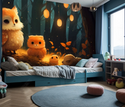 3D Cartoon Night Forest Animal Owl Wallpaper Wall Mural Wall Decor Wall Art Wall Sticker Remoable Wallpaper LQH 328