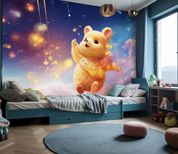3D Cartoon Sky Stars Animal Bear Wallpaper Wall Mural Wall Decor Wall Art Wall Sticker Remoable Wallpaper LQH 367