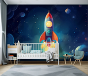 3D Cartoon Space Rocket Kids Wallpaper Wall Mural Wall Decor Wall Art Wall Sticker Remoable Wallpaper LQH 440