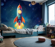 3D Cartoon Space Rocket Kids Wallpaper Wall Mural Wall Decor Wall Art Wall Sticker Remoable Wallpaper LQH 440