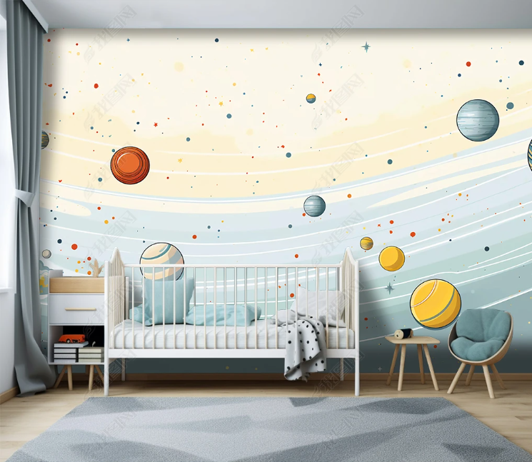 3D Cartoon Space Planet Kids Wallpaper Wall Mural Wall Decor Wall Art Wall Sticker Remoable Wallpaper LQH 446