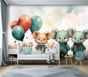 3D Cartoon Sky Balloon Animal Bear Wallpaper Wall Mural Wall Decor Wall Art Wall Sticker Remoable Wallpaper LQH 460