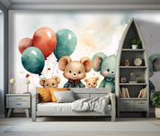 3D Cartoon Sky Balloon Animal Bear Wallpaper Wall Mural Wall Decor Wall Art Wall Sticker Remoable Wallpaper LQH 460