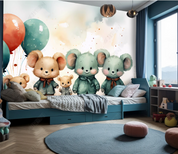 3D Cartoon Sky Balloon Animal Bear Wallpaper Wall Mural Wall Decor Wall Art Wall Sticker Remoable Wallpaper LQH 460