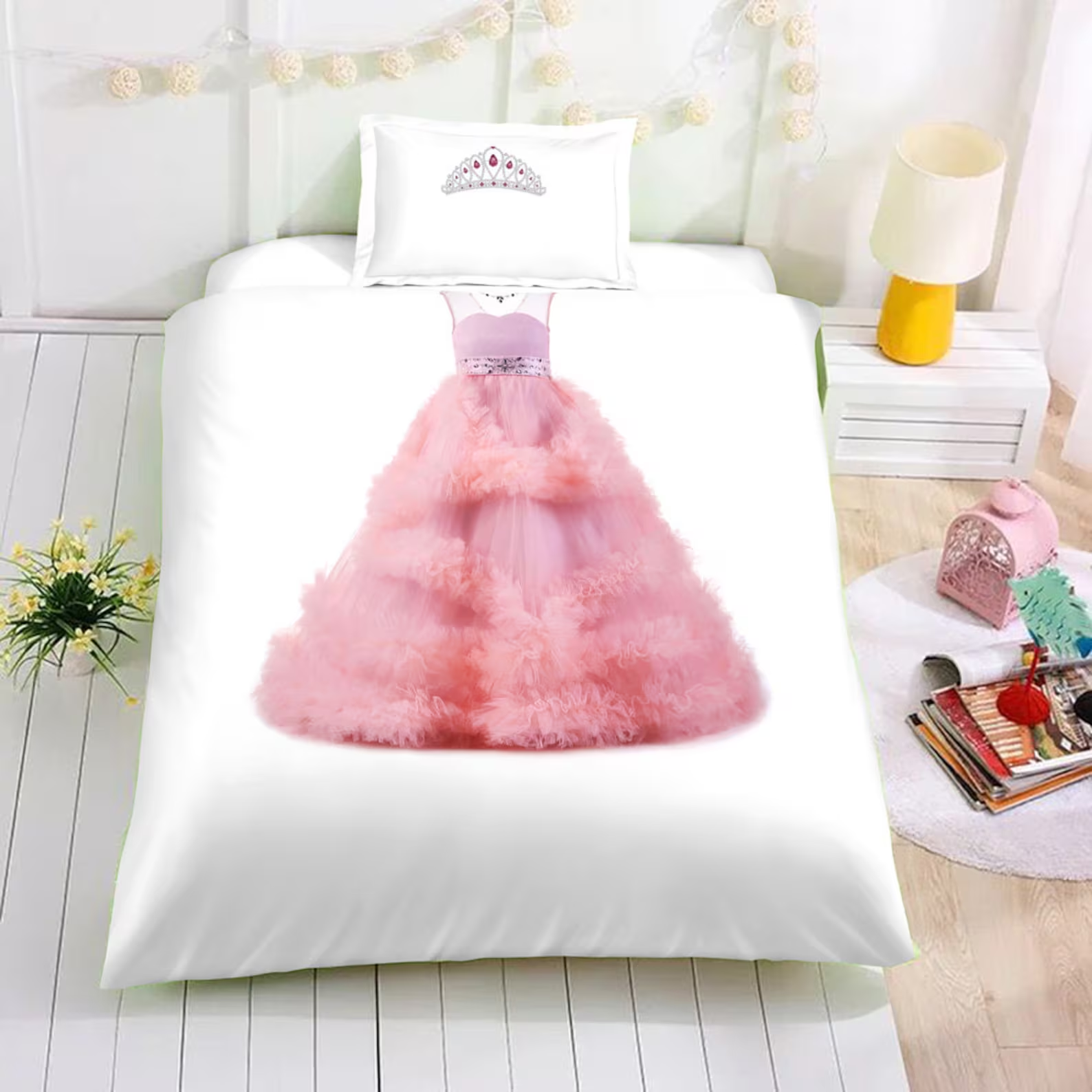 3D Pink Princess Dress Quilt Cover Set Bedding Set Duvet Cover Pillowcases 520
