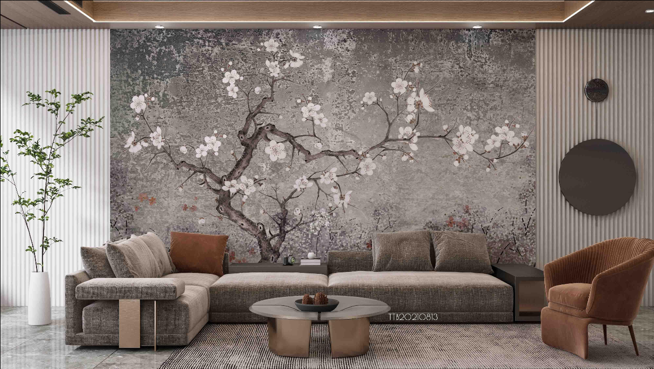 3D Forest Tree Floral Gray Branch Wall Mural Wallpaper YXL 756