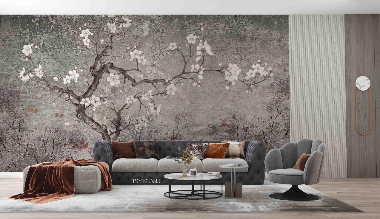 3D Forest Tree Floral Gray Branch Wall Mural Wallpaper YXL 756