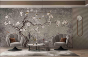 3D Forest Tree Floral Gray Branch Wall Mural Wallpaper YXL 756