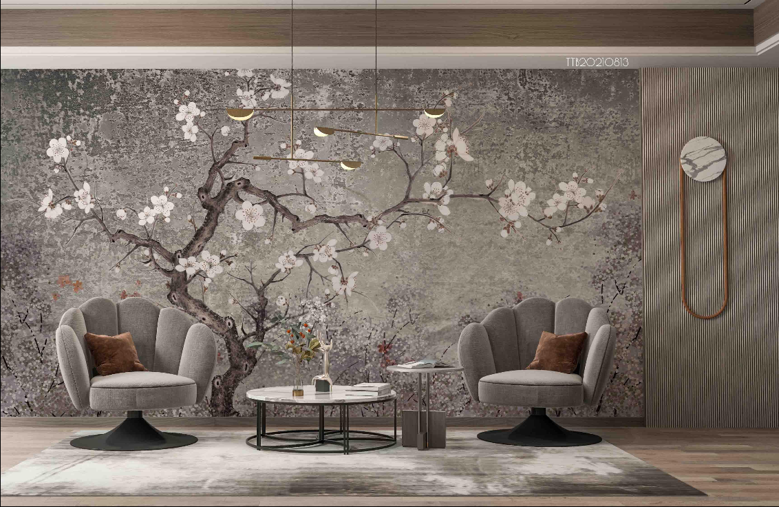 3D Forest Tree Floral Gray Branch Wall Mural Wallpaper YXL 756