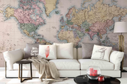 3D World Map Pink Ellipse Wall Mural Wallpaper YXL 928