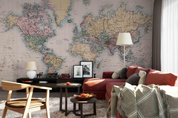 3D World Map Pink Ellipse Wall Mural Wallpaper YXL 928