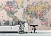 3D World Map Pink Ellipse Wall Mural Wallpaper YXL 928