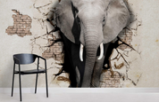 3D Animal Elephant Brick Crack Wall Mural Wallpaper YXL 758