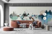 3D Tree Triangle Sun Mountain Wall Mural Wallpaper YXL 898