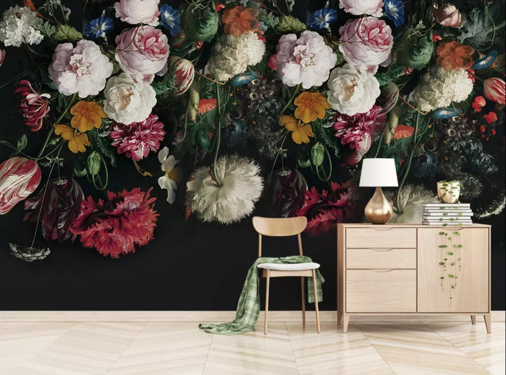 3D Floral Rose Peony Leaf Wall Mural Wallpaper YXL 817