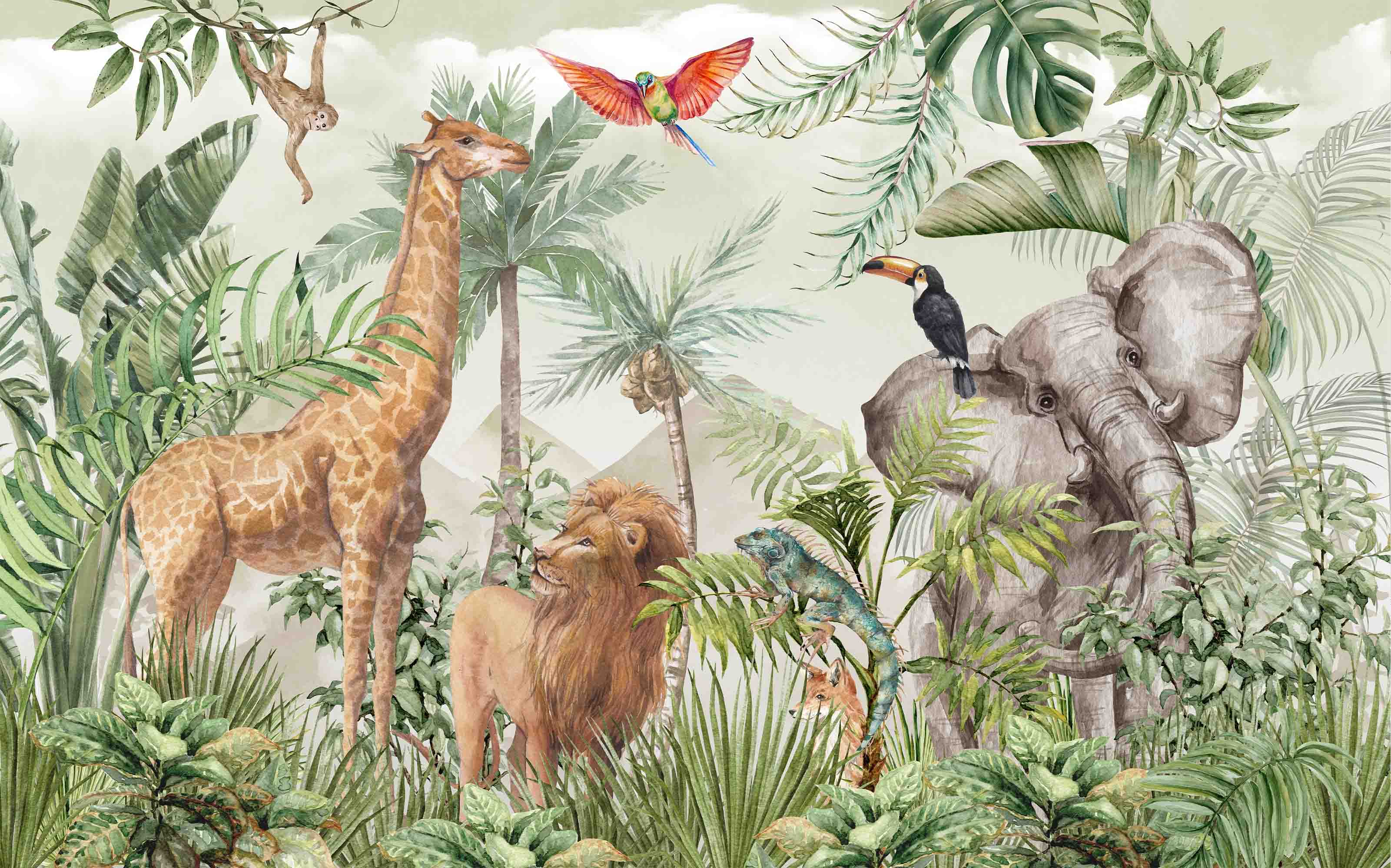 3D Play Centre Amusement Park Funfair Carnie Forest Animals Wall Mural Wallpaper 2