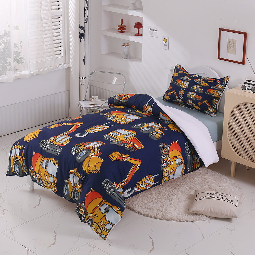 3D Loader Excavator Technical Vehicle Quilt Cover Set Bedding Set Duvet Cover Pillowcase 344- Jess Art Decoration