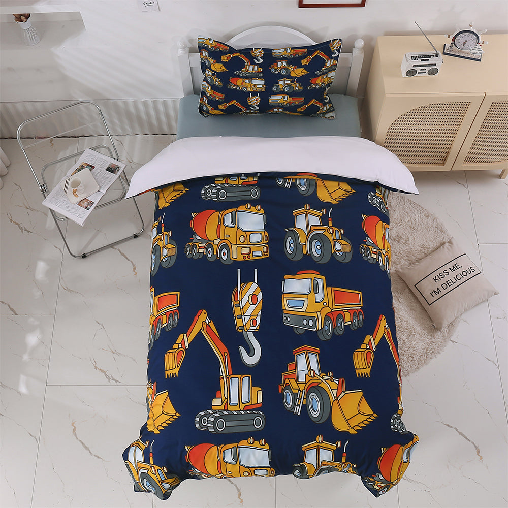 3D Loader Excavator Technical Vehicle Quilt Cover Set Bedding Set Duvet Cover Pillowcase 344- Jess Art Decoration