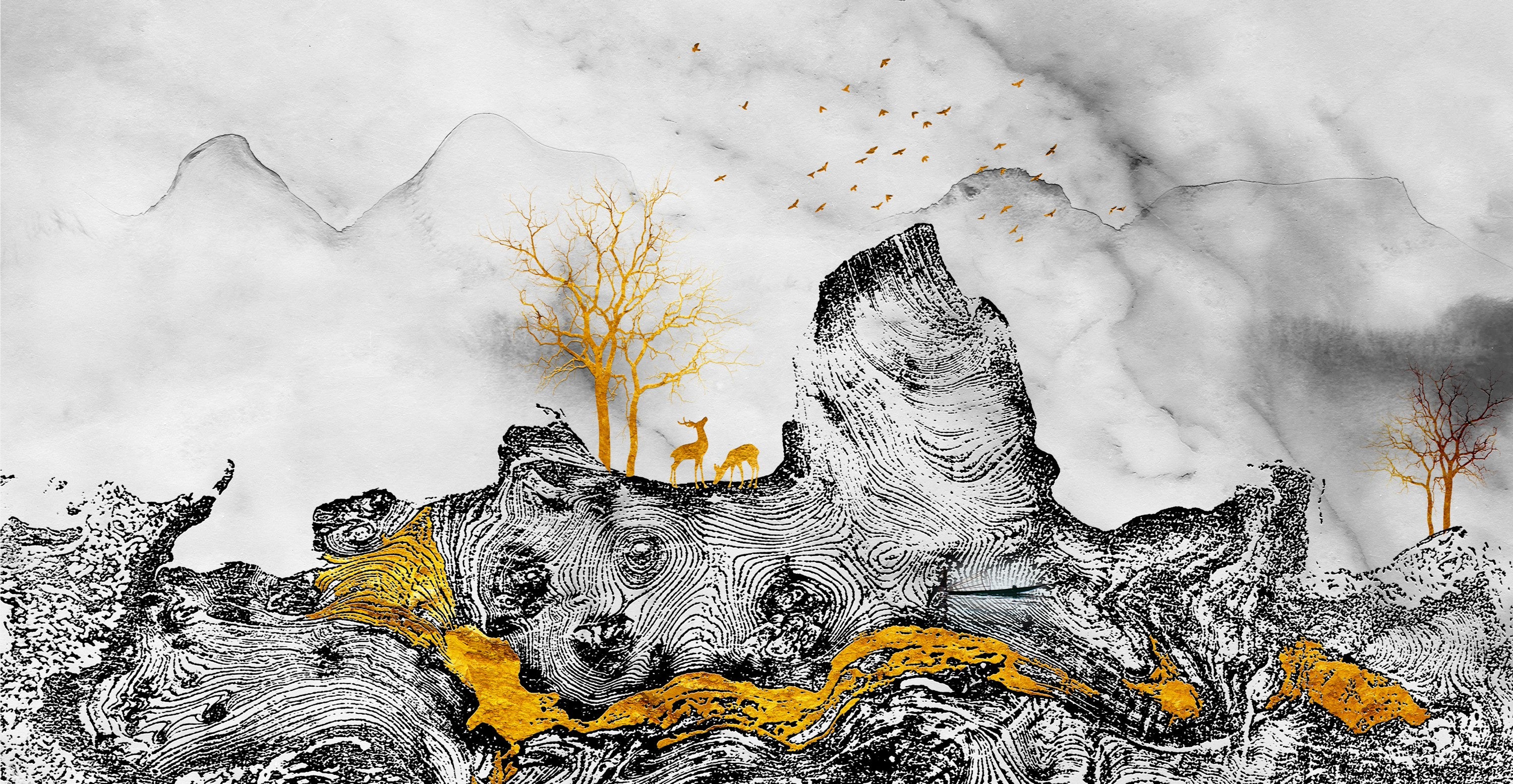 3D Office Business Commerce Ink Painting Wall Mural Wallpaper 41