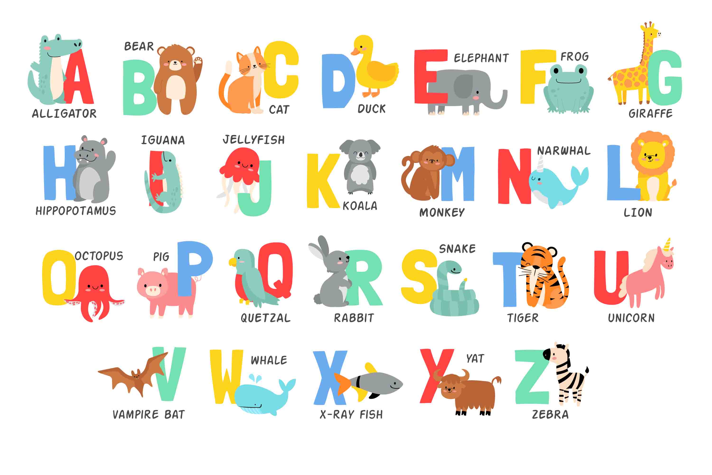 3D Childcare Nursery School Cartoon Animals Letters Kids Wall Mural Wallpaper JN 67