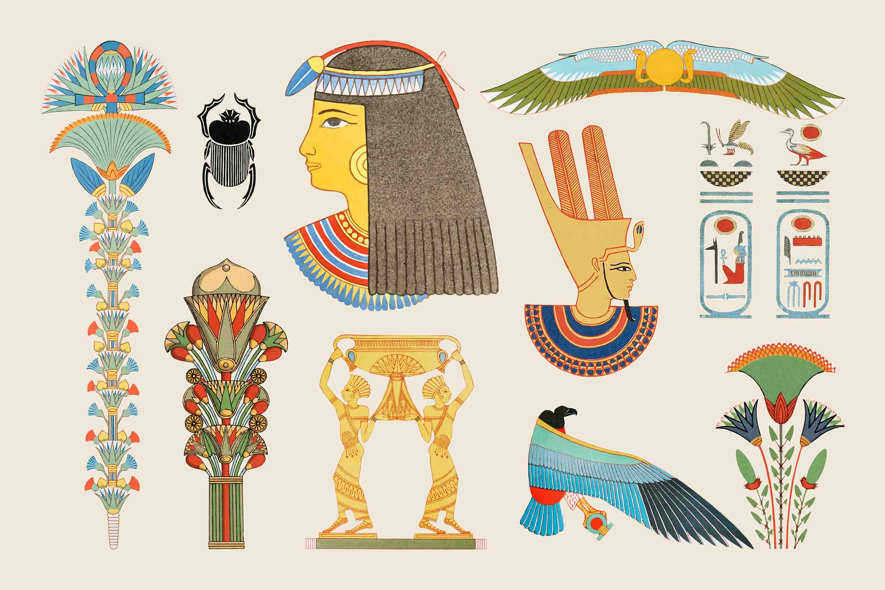 3D Ancient Egypt Pattern Egyptian Hieroglyphic Symbols Wallpaper Wall Mural Wall Decor Wall Art Wall Sticker Remoable Wallpaper LQH