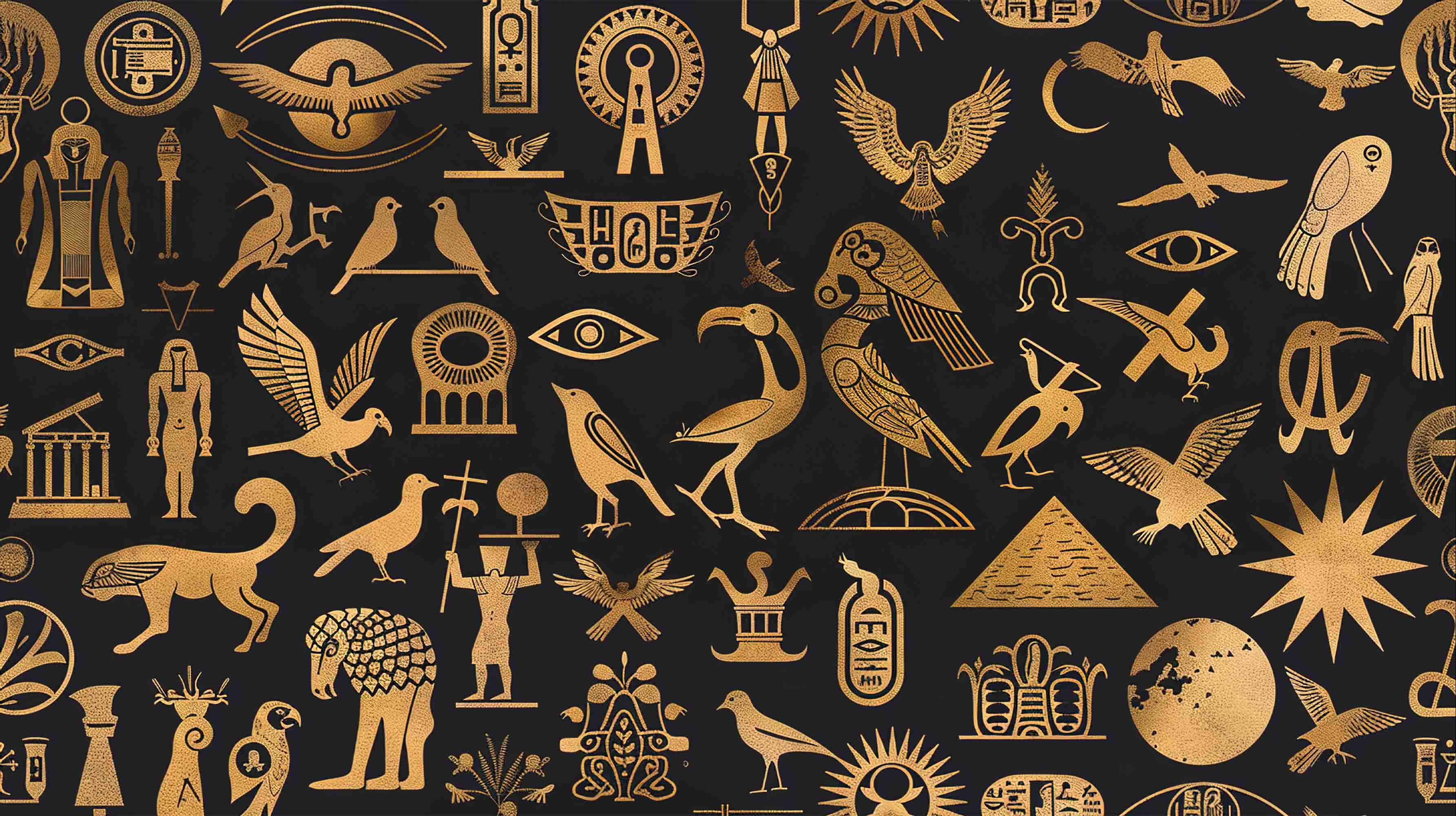 3D Ancient Egypt Gold Eagle Egyptian Hieroglyphics Symbols Wallpaper Wall Mural Wall Decor Wall Art Wall Sticker Remoable Wallpaper LQH 1