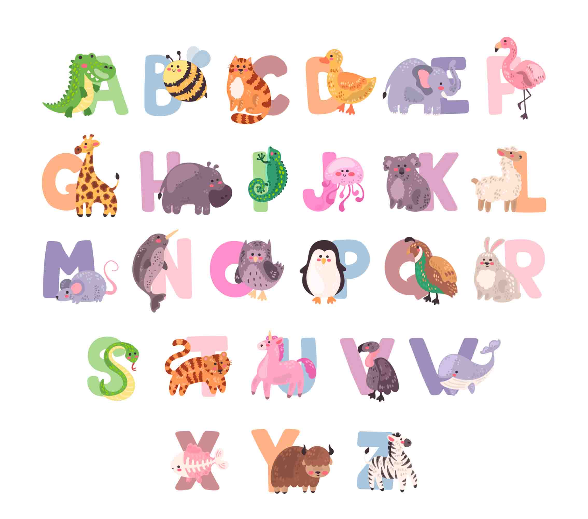 3D Childcare Nursery School Cartoon Kids Animals Letters Wall Mural Wallpaper JN 64
