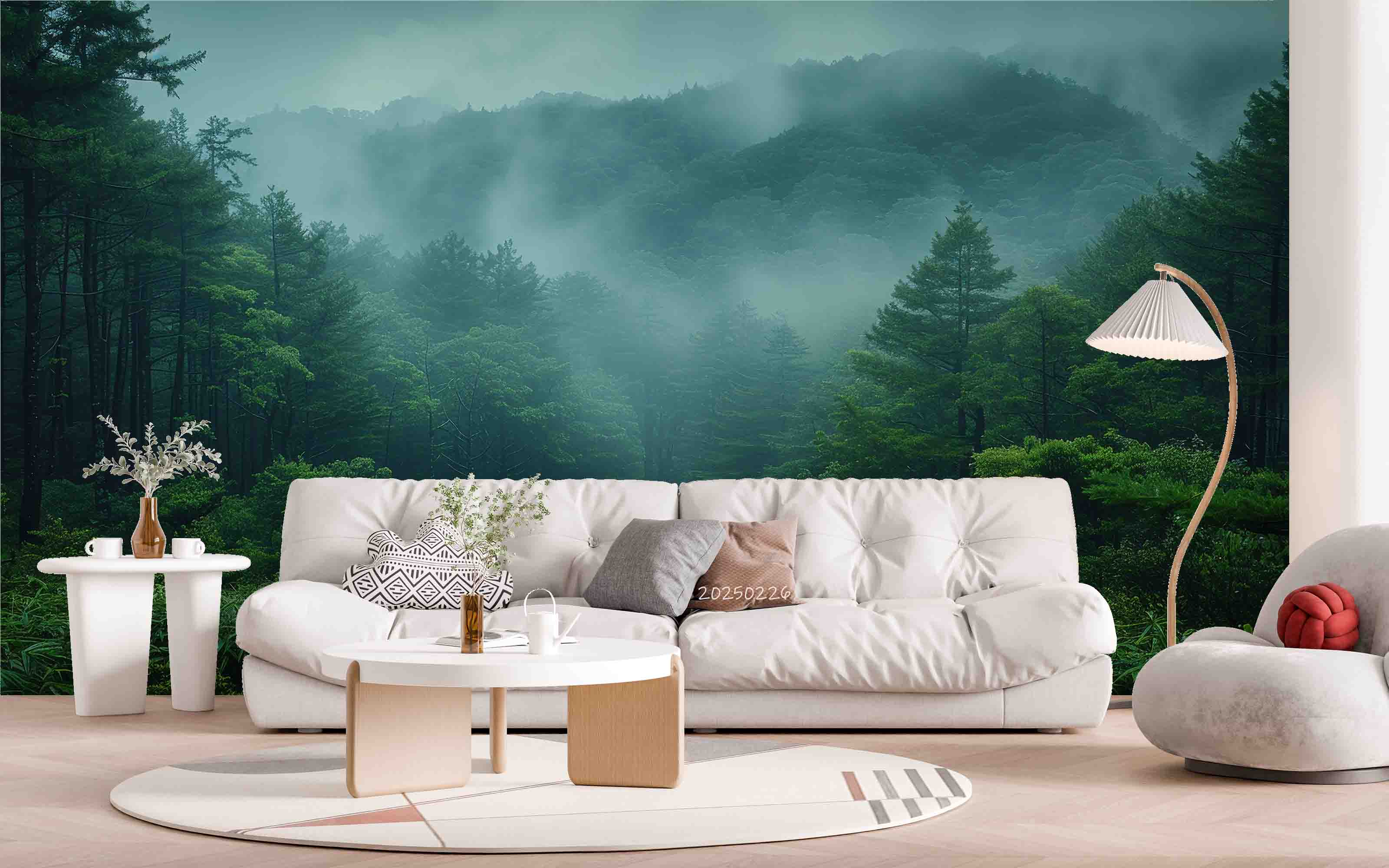 3D Nature Green Forest White Fog Wallpaper Wall Mural Wall Decor Wall Art Wall Sticker Remoable Wallpaper LQH
