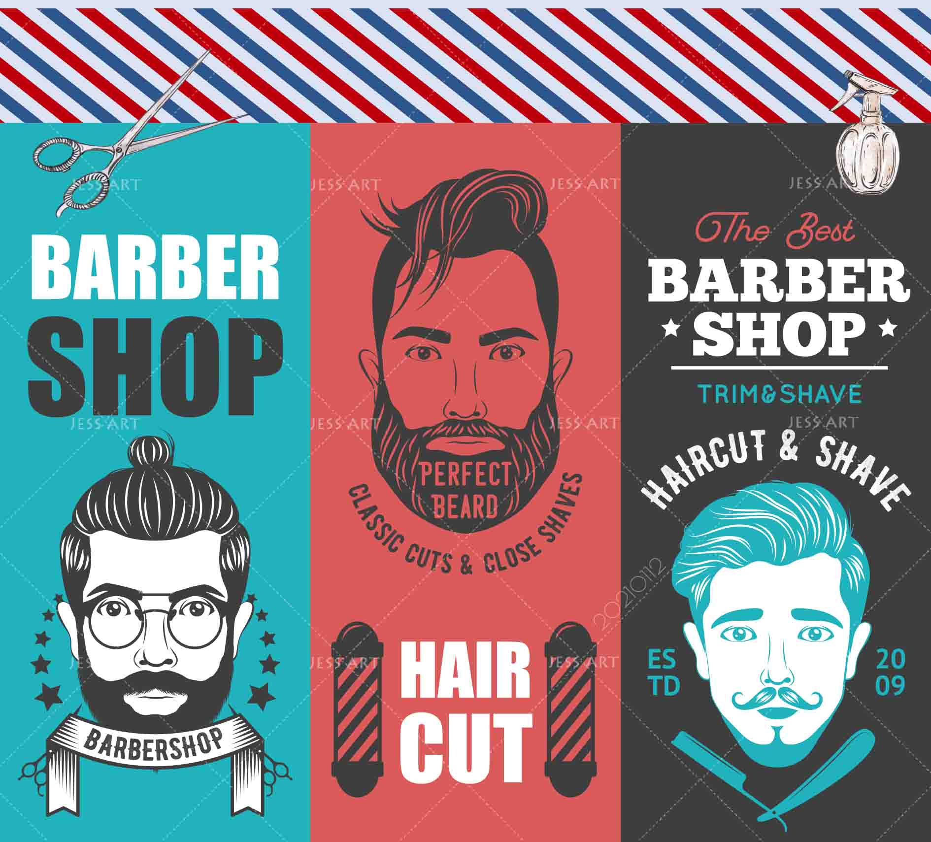 3D Barber Shop Hair Salon Haircut Specialist Wall Mural Wallpaper 10