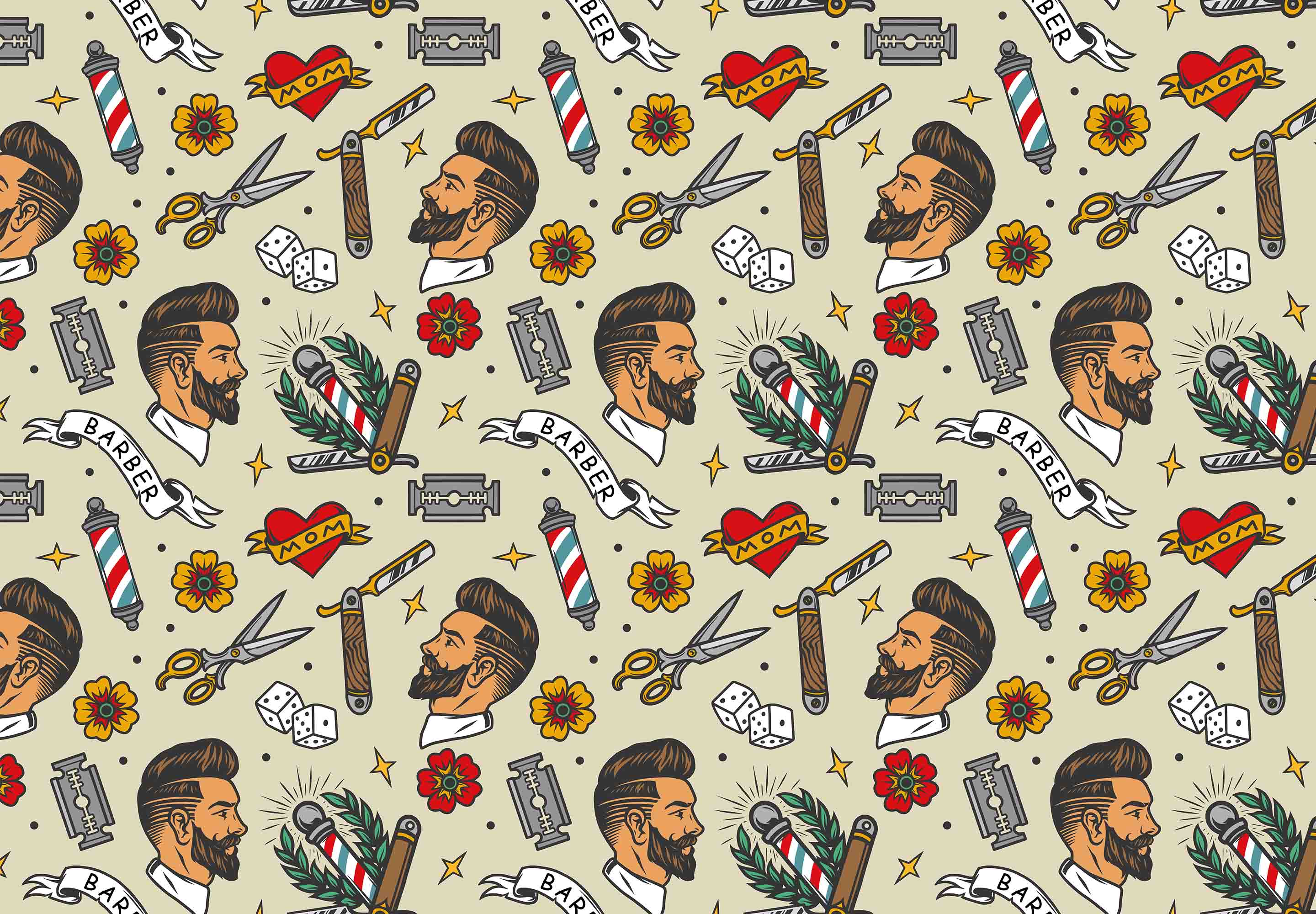 3D Salon Shop Beauty Salon Barber Shop Pattern Wall Mural Wallpaper 58