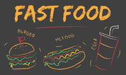 3D Hamburger Drinks Letter Hot Dog Buns Black Wall Mural Wallpaper YXL 253