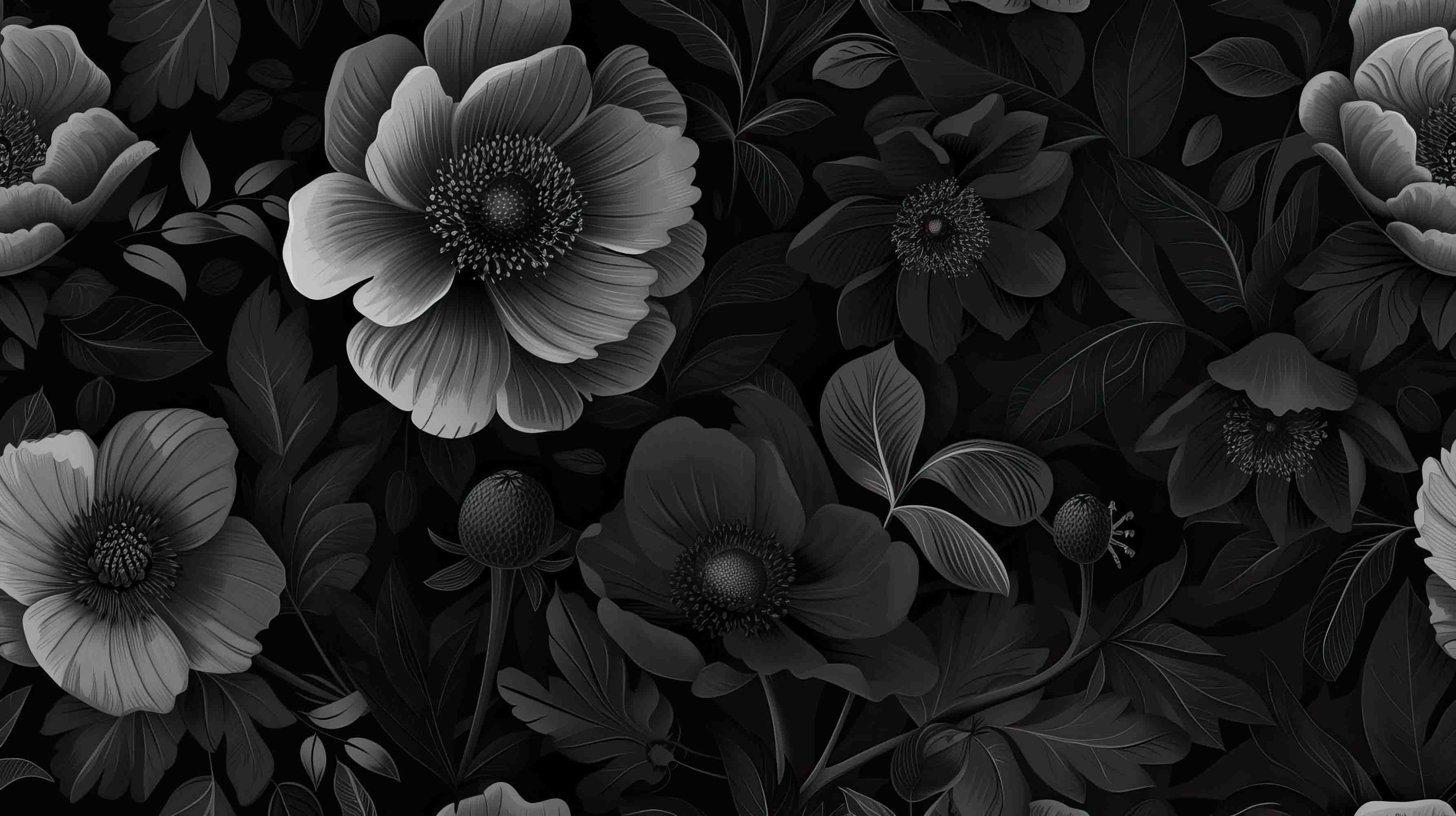 3D Abstract Black Floral Pattern Wallpaper Wall Mural Wall Decor Wall Art Wall Sticker Remoable Wallpaper