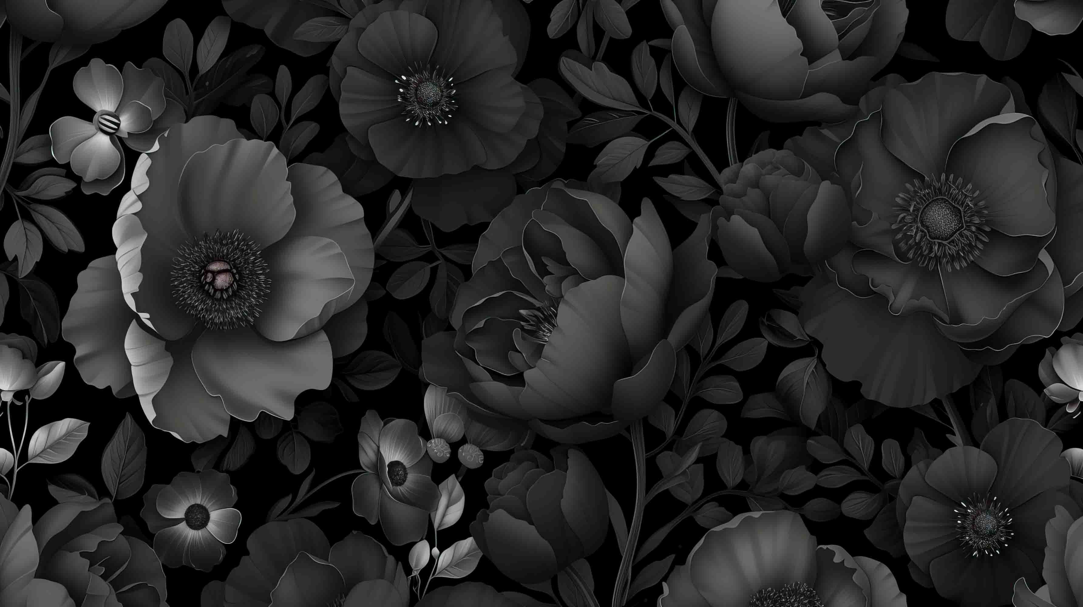 3D Abstract Black Floral Pattern Wallpaper Wall Mural Wall Decor Wall Art Wall Sticker Remoable Wallpaper