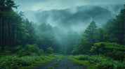 3D Nature Green Forest White Fog Wallpaper Wall Mural Wall Decor Wall Art Wall Sticker Remoable Wallpaper LQH