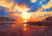 3D Sea Mew Sea Sunrise Cloud Grass Wall Mural Wallpaper YXL 95