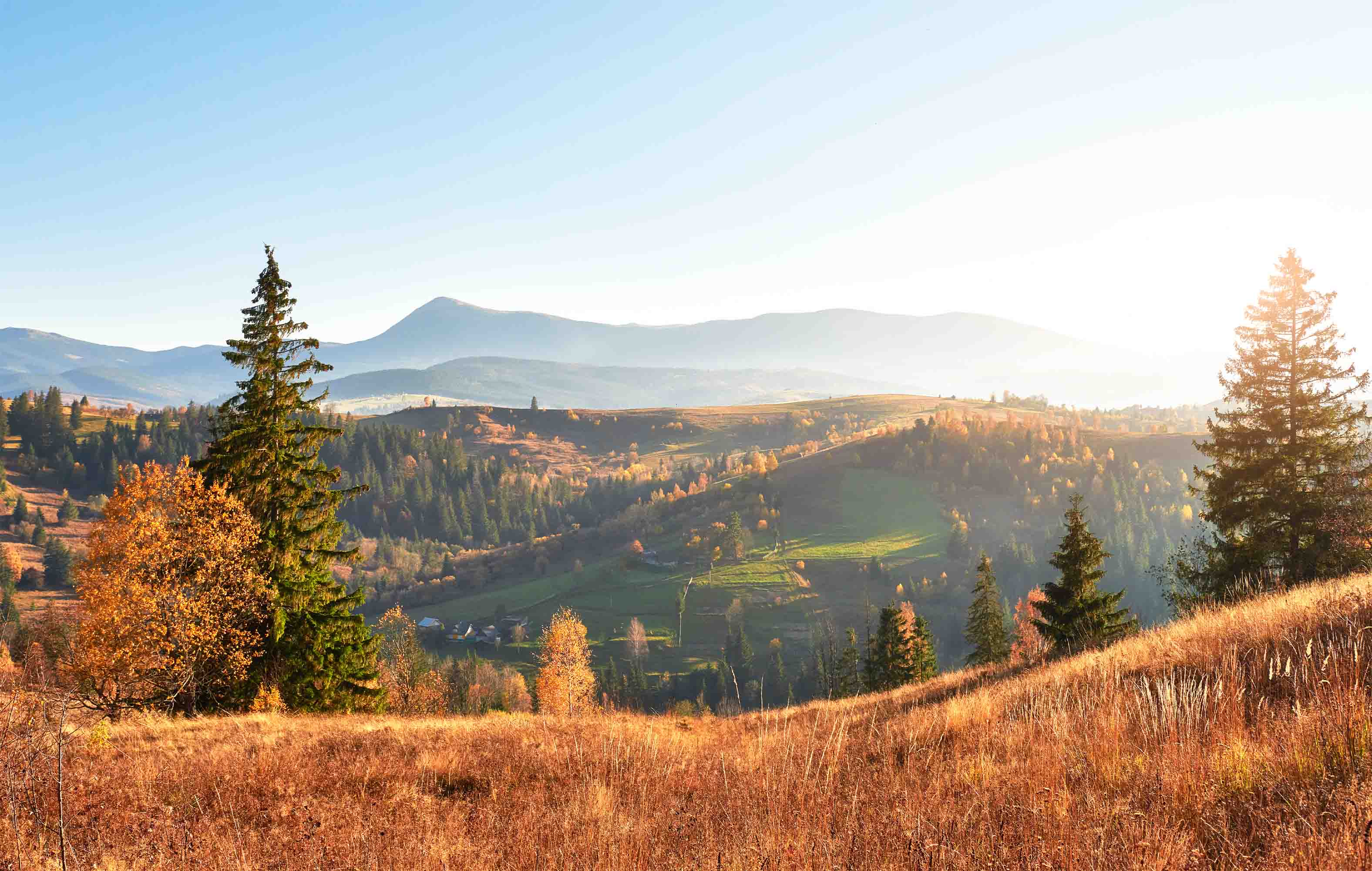 3D Mountains Autumn Landscape Wall Mural Wallpaper JN 379