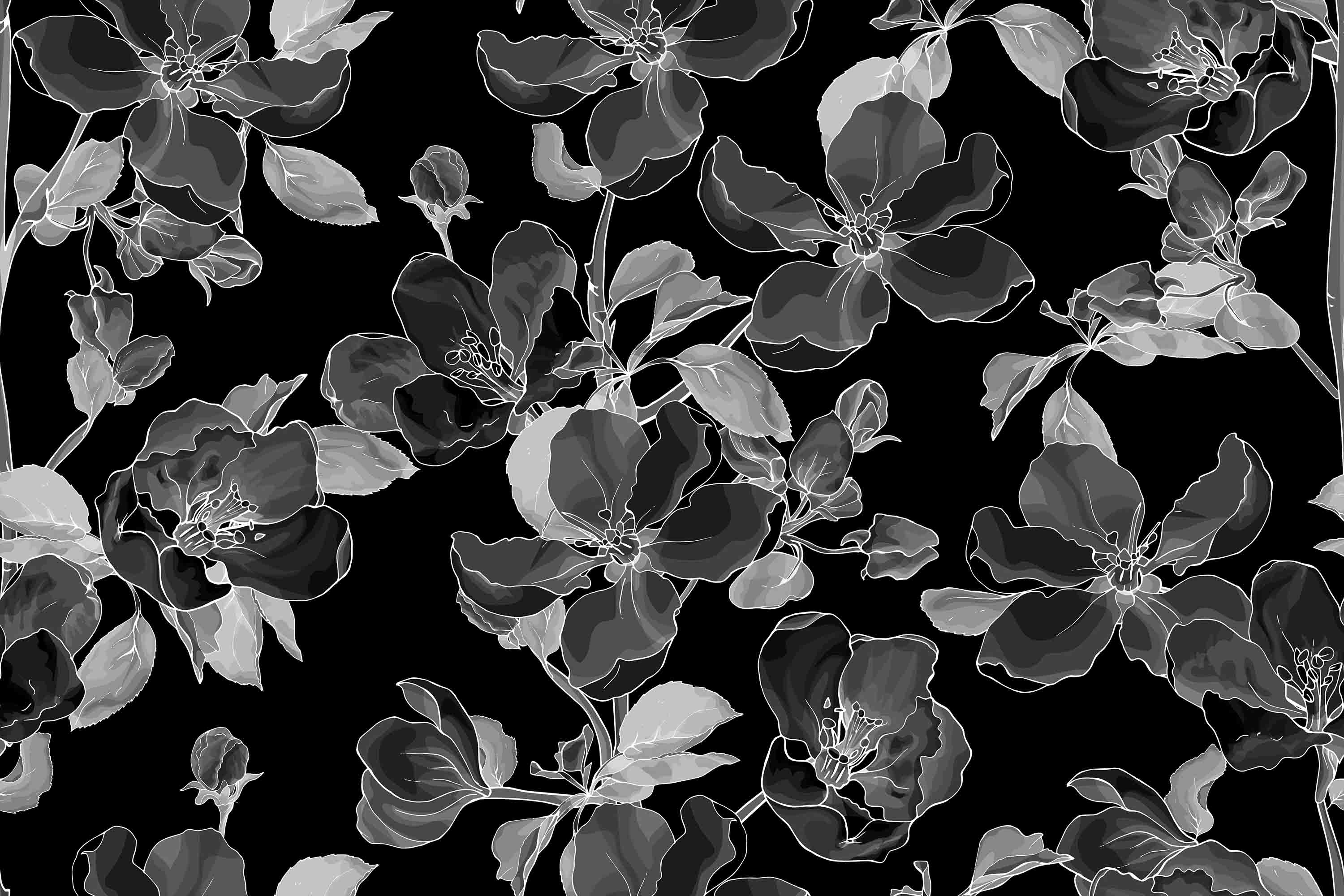 3D Black Floral Background Wallpaper Wall Mural Wall Decor Wall Art Wall Sticker Remoable Wallpaper