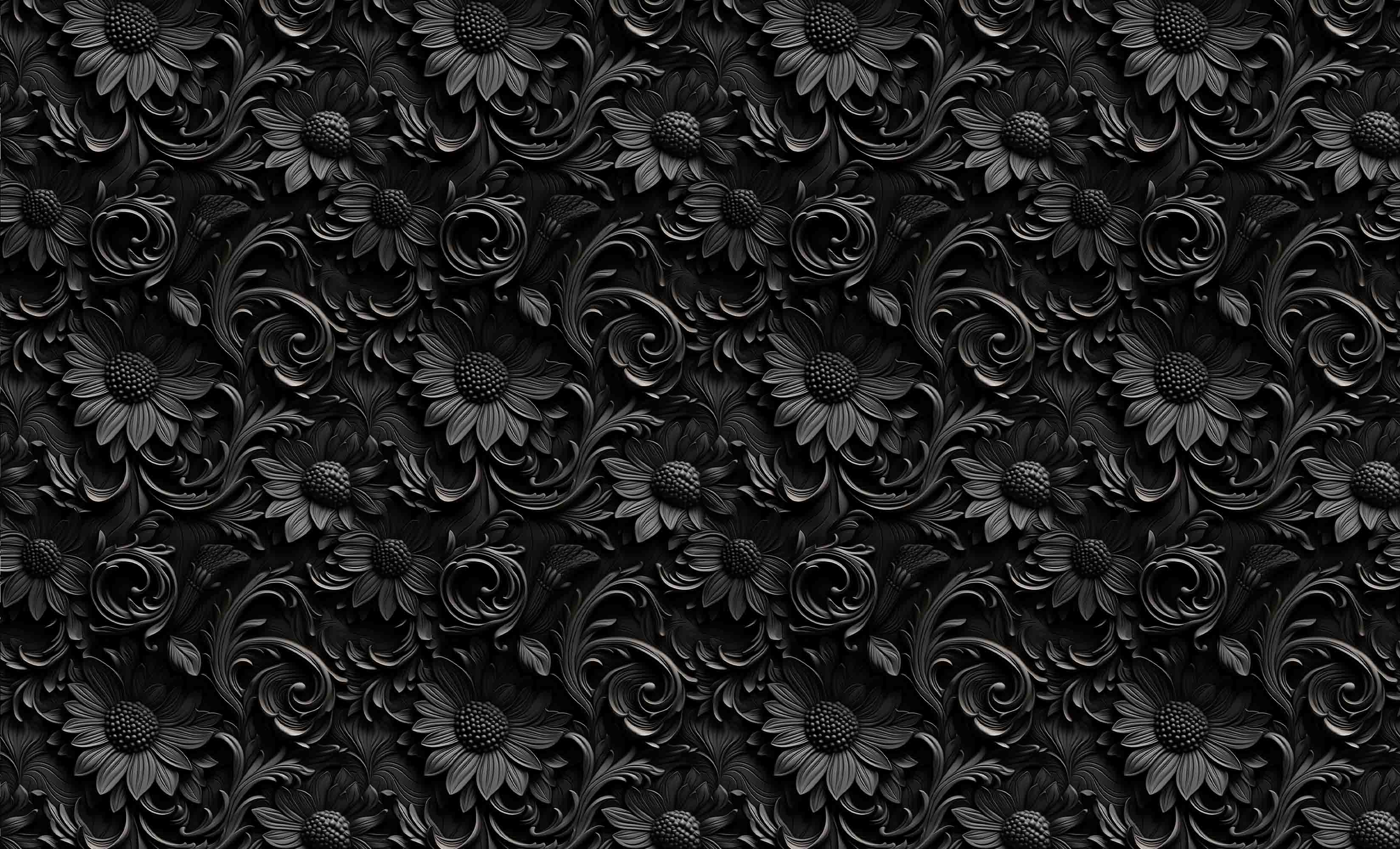 3D Black Floral Leaf Background Wallpaper Wall Mural Wall Decor Wall Art Wall Sticker Remoable Wallpaper