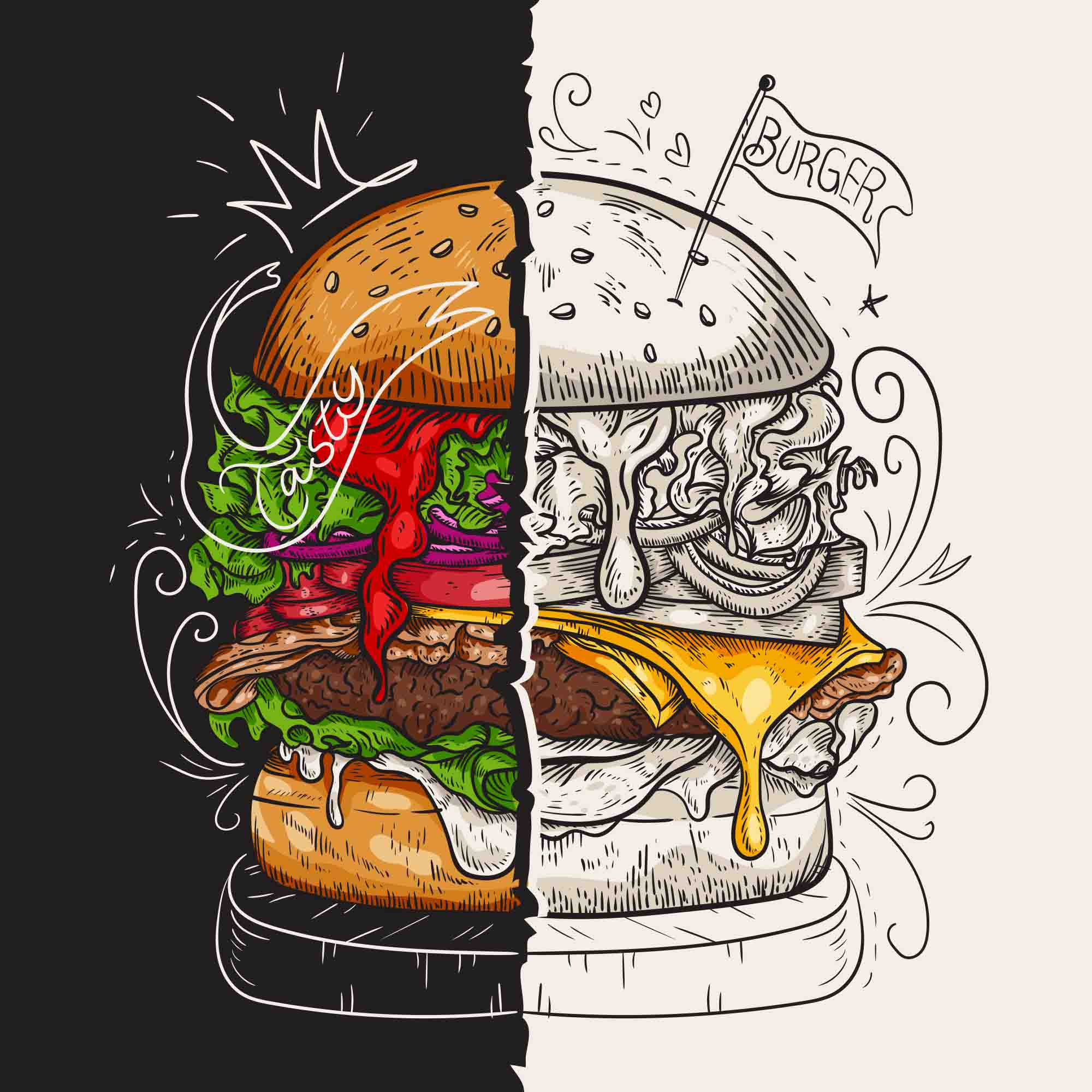 3D Restaurant Snack Bar Diner Fast Food Hamburger Wall Mural Wallpaper 13