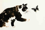 3D Black Animal Cat Butterfly Painting Wallpaper Wall Mural Wall Decor Wall Art Wall Sticker Remoable Wallpaper LQH 9