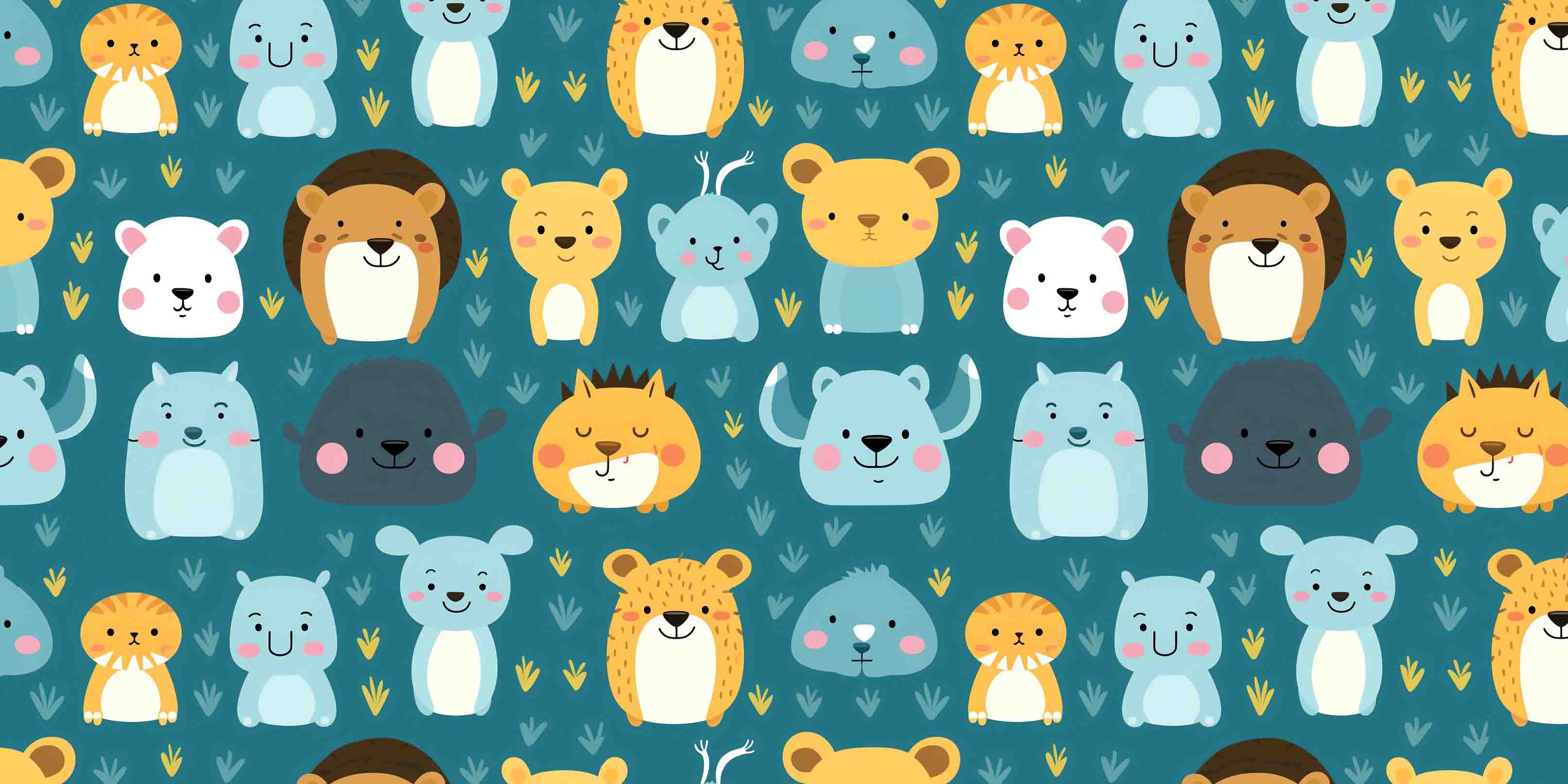 3D Childcare Nursery School Cartoon Kids Animals Pattern Wall Mural Wallpaper JN